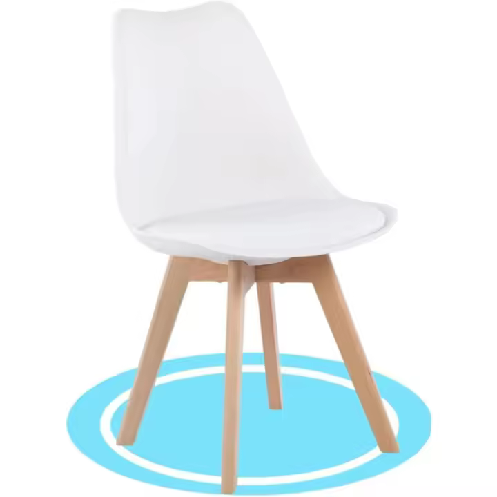 Asiento Blando, Tapizado y Patas de Madera de Haya Resistente, Blanco, 2 Sillas - 1