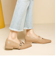 Nuevos zapatos británicos de cuero suave, zapatos pequeños de cuero, tacón grueso, tacón bajo, zapatos Marie - details 5