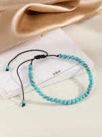Mini pulseras de piedras preciosas de energía de 4 mm, pulsera de turquesa azul claro con cuentas de piedra natural - details 2