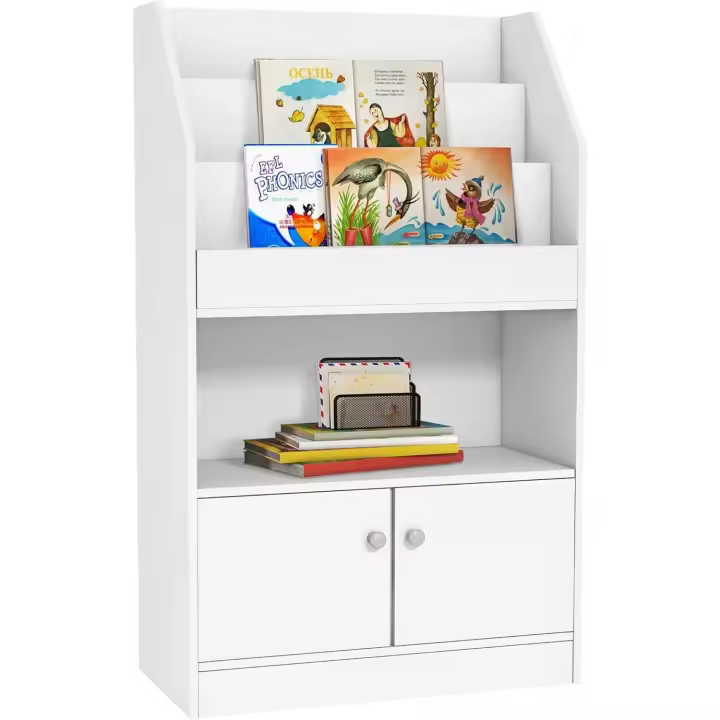 Estante de Libros para Niños Diseño de 3 Compartimentos y 2 Armarios Ideal para Escuela Dormitorio - 1