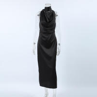 Vestido elegante de moda con cuello oscilante y cuello Halter, novedad de verano, vestido ceñido de satén con cintura ajustada - details 11