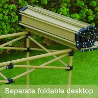 Mesa Plegable para Acampar al Aire Libre con Laterales Plegables con Acabado de vetas de Madera, 3 Alturas Ajustables, Ideal para Interiores, Patios, Barbacoas, Patios, Playas - details 3
