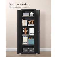 Armario de Garaje de 5 Estantes con 2 Puertas, Armario de Oficina, 40 x 80 x 180 cm, 1 Cerradura, Estantes Ajustables, Gabinete de Metal, Gris Mate OMC015G01 - details 22