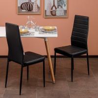 Juegos de 4 Sillas de Comedor con Respaldo Alto y Asiento Ergonómico con Costuras Decorativas, Sillas Elegantes en Piel Sintética con Estructura en Acero, 40X48X96, Beige - details 22
