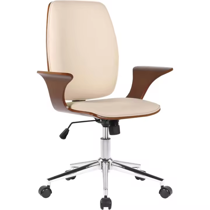 Silla de Oficina Giratoria Burbank Material de Cuero Sintético Estructura de Madera y Base de Metal - 1