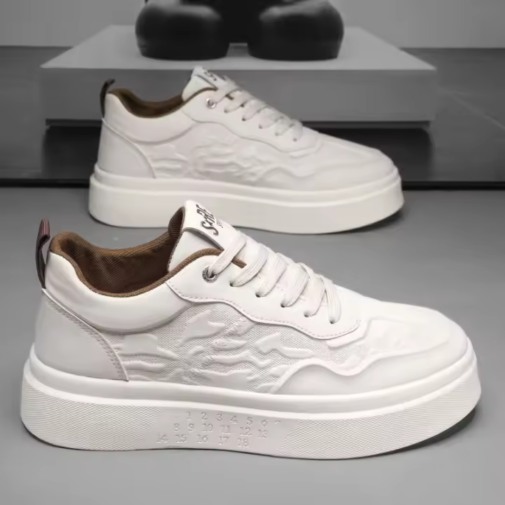 Zapatillas Blancas de Moda para Hombres Suelas Gruesas Transpirables para Primavera-Verano - 1