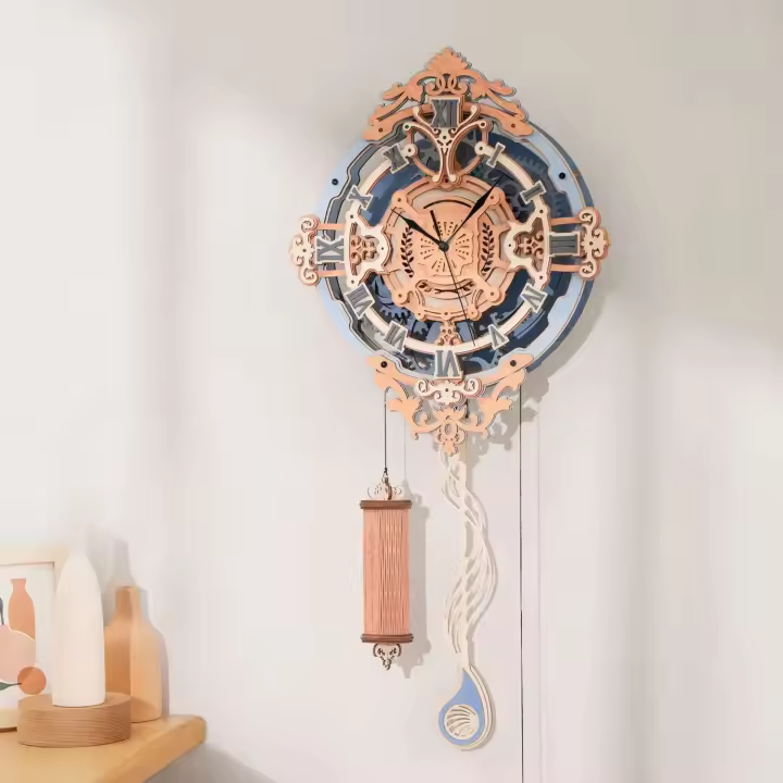 Rompecabezas 3D de Madera Robotime Diseño Mecánico DIY Reloj de Pared Ideal para Niños Adultos - 1