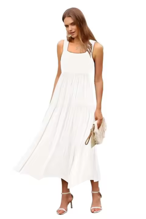 2025 vestido largo sin espalda cansado y suave informal de verano para mujer, vestido estilo chaleco - 1
