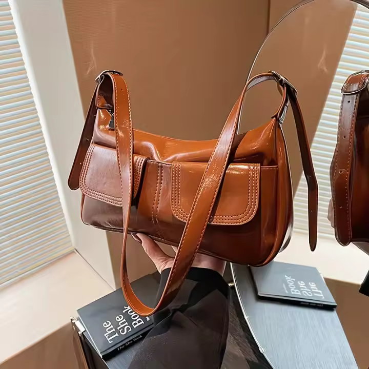 Bolso de Hombro Vintage para Mujer Cinturón Ajustable, Cierre Magnético, Gran Espacio, Bolso de Mano Duradero para Uso Diario y Viajes - 1
