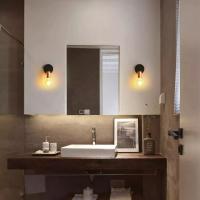 2/4PCS Apliques de Pared Metal Industrial/Madera, Negro y Dorado, GOECO, Para Portalámpara E27(No Incluída), 16*10*10 CM, Chasis Diá 10CM, Máx 60W, 220V, Iluminación Interior Retra para Sala de estar, Dormitorio, Pasillo, Escalera - details 2