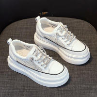 Novedad de verano, moda blanca de suela gruesa, zapatos de mujer de malla transpirable con esponja en el interior para mayor altura, deportes y ocio - details 3