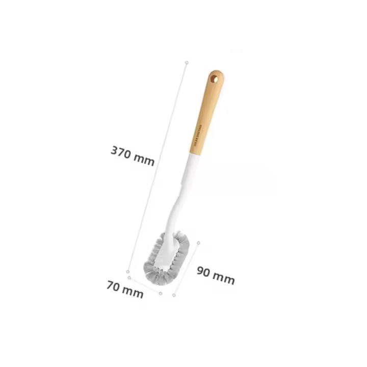Cepillo De Inodoro Con Soporte Diseño Curvo Cepillo De Limpieza Angulado Mano De Madera Herramientas De Baño Montado En La Pared - 1