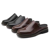 Nuevo 2025 plataforma oficialmente de cuero para hombres mula diseño de lujo italiano espejo de cabeza redonda tacones altos zapatos casuales grandes 46 - details 6
