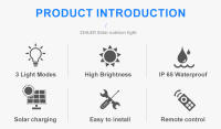 Luz Solar de 234led para exteriores, impermeable con Sensor de movimiento, 3 modos de iluminación, luz de seguridad, luz de inundación para jardín, garaje y patio - details 1