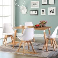 Pack de 4 Sillas Comedor Nórdicas, Sillas de Cocina Nórdicas con Patas de Madera Maciza de Haya, con Respaldo Ergonómico, Asiento Acolchado y Tapizado, Blanco - details 4