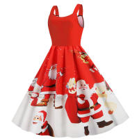 Vestido midi de fiesta elegante sin mangas con estampado floral y tirantes finos para mujer - details 48