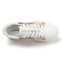 Nuevo zapato de arcoíris blanco de alta calidad para chicas jóvenes, zapatillas de diseñador de cuero Real con aumento de altura para hombre, personalizadas, 2025 - details 5