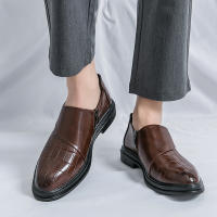 Zapatos formales con cremallera lateral de empalme clásico para hombre, zapatos de cuero informales británicos de tacón bajo de PU - details 15