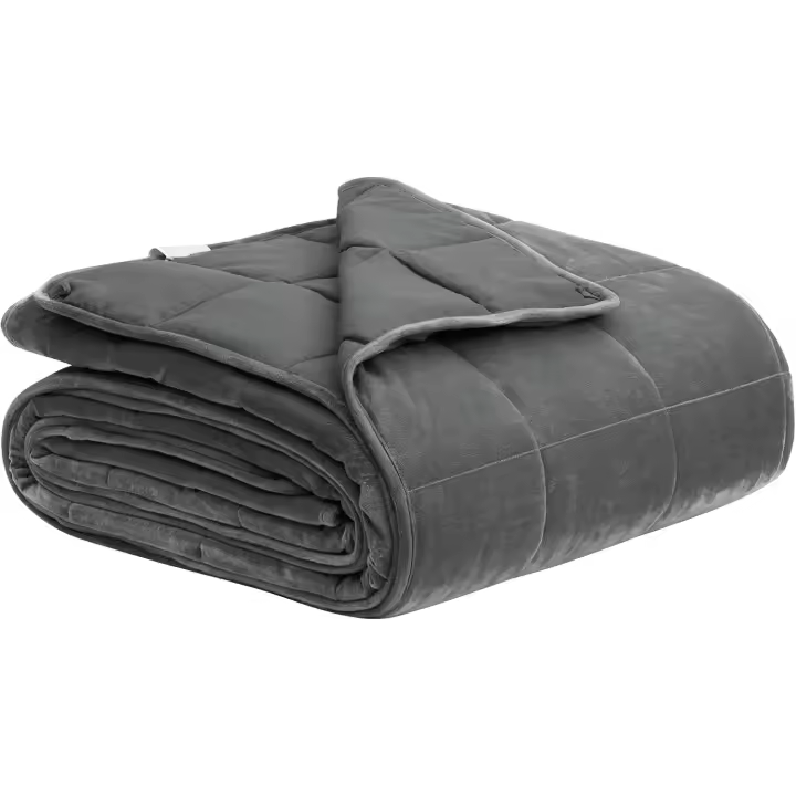 WOLTU Manta Pesada, 150x200 cm, Manta con Peso de 7 kg, Manta Antiestres con Perlas de Vidrio, Manta para Ansiedad, Poliéster Transpirable, Gris - 1