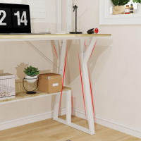 Rcynview Mesa de Escritorio con Estante Mueble Moderno para Hogar y Oficina Ironía y Madera Base Material Incluye Enchufes y Estantes - details 5