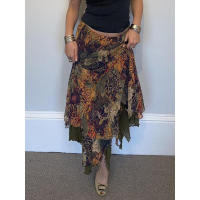 BUNO-faldas largas con estampado floral vintage para mujer, faldas largas irregulares elegantes, falda ajustada verde única, pantalones de primavera retro Y2K - details 3
