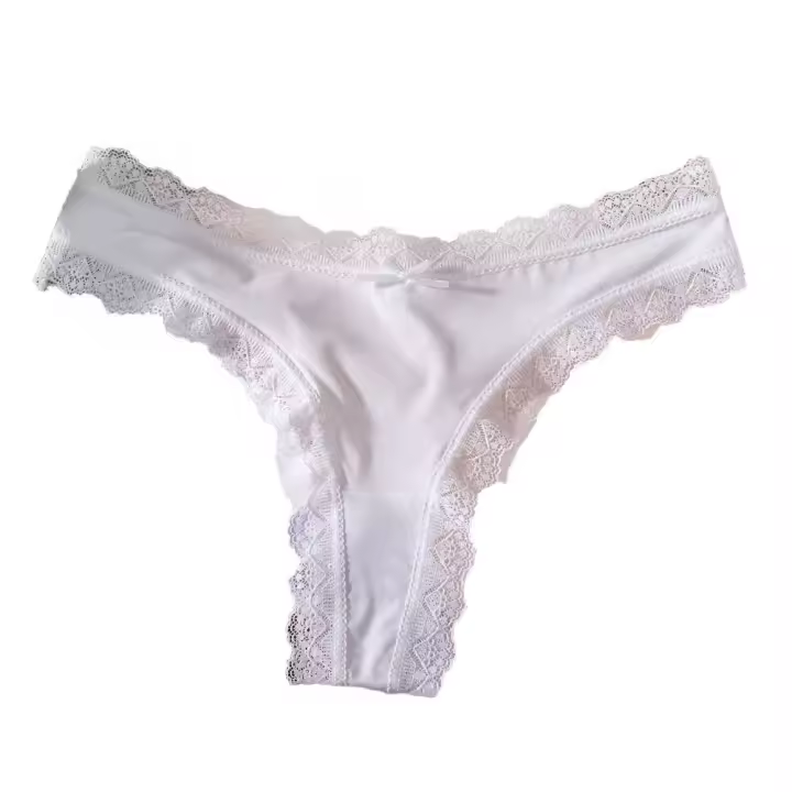 Cómodas bragas de seda helada sin costuras, entrepierna de algodón, cintura baja, bragas con lazo de encaje, ropa interior, bragas de verano para mujer y niña - 1
