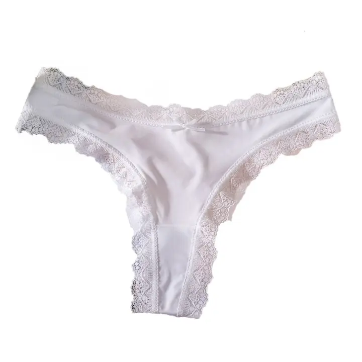 Cómodas bragas de seda helada sin costuras, entrepierna de algodón, cintura baja, bragas con lazo de encaje, ropa interior, bragas de verano para mujer y niña - 1