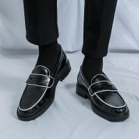 Mocasines de colores británicos para hombre, zapatos informales de tacón bajo con punta redonda de PU, simples y clásicos, de negocios - details 7