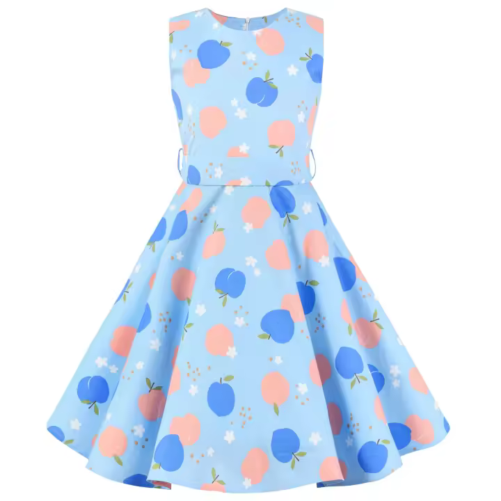 Vestido retro para niña, vestido vintage de princesa de verano sin mangas con lunares de algodón ligero y romántico floral de los años 50 para fiesta y boda Daliy - 1