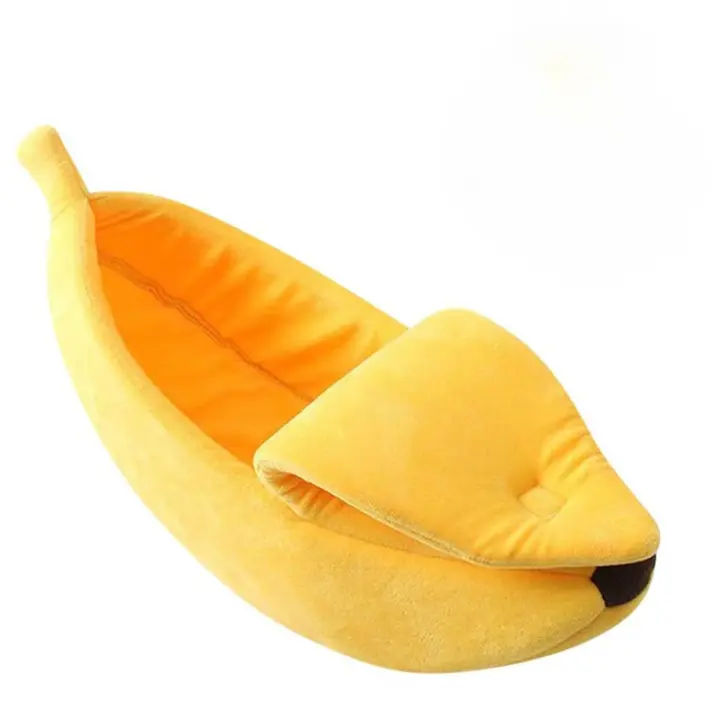 Cama de Mascota en Forma de Plátano Caliente Cesta Acogedora para Cachorros y Gatitos - 1