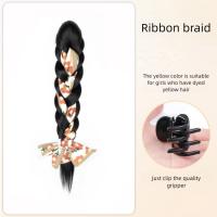 Diademas con cinta de flores para mujer, coleta larga, artefacto para el cabello de estilo coreano, peluca trenzada de boxeo sintética esponjosa - details 10