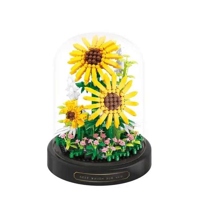 Bloques de construcción de flores de vida eterna para niños, rompecabezas de diseño DIY, juego de bloques de ensamblaje, juguete para niños, regalo para decoración del hogar y Escritorio - 1