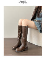 Nueva plataforma retro caballero botas ensanchadas de tubo alto de cuero suave plisado de tacón alto - details 19