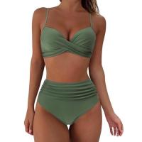 Bikini sexy de cintura alta con estampado de leopardo, abertura cruzada y bolso rígido, traje de baño 2025. - details 0