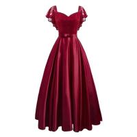 2024 nuevo vestido de fiesta de verano Vintage ral encaje largo mujeres manga corta volante elegante Casual Maxi fecha Vestidos de satén - details 9