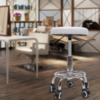 Taburete de Bar para salón, silla giratoria, taburete hidráulico ajustable, color blanco con 5 ruedas - details 9
