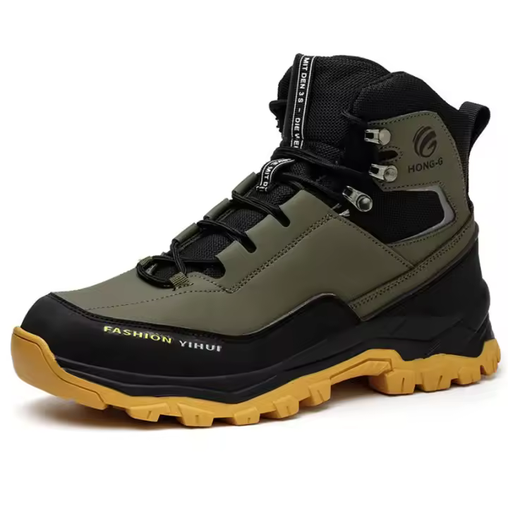 Zapatos de Seguridad para Hombres Impermeables, Altas, Resistentes al Desgaste, Forro de Cuero, Suela de Goma Sintética - 1