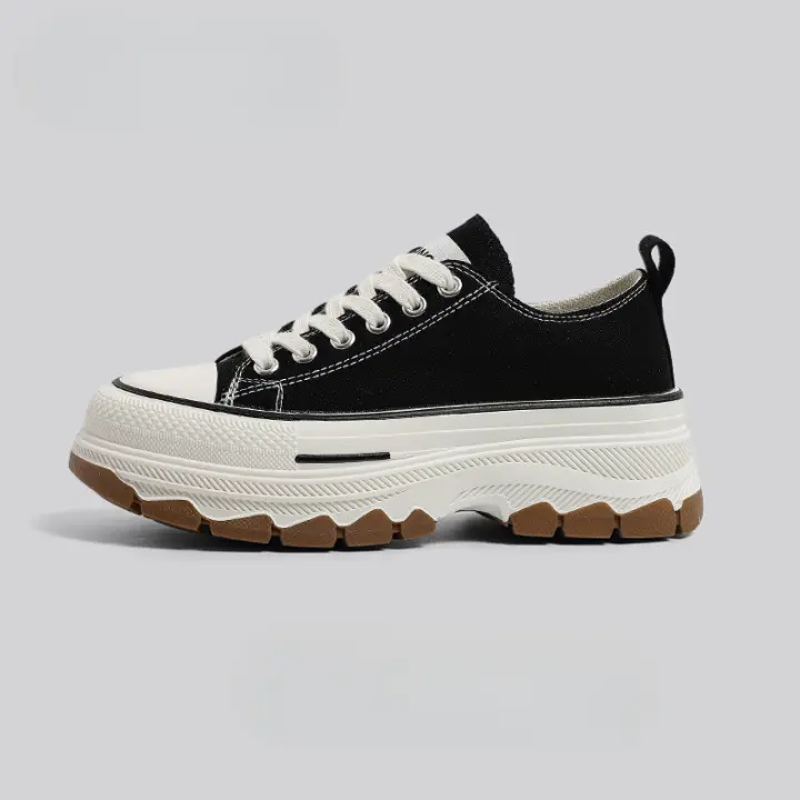 Zapatos De Lona Con Plataforma, Nuevos Zapatos De Aumento Para Niños, Zapatos De Tablero Casuales Negros - 1