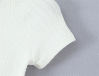 Suéter de Manga Corta con Botones de Perlas Moda Femenina Ouwu Jersey de Punto con Tejido de Fósforo - details 4