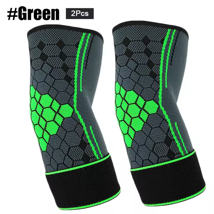 1Pair Sports Adjustable Elbow Compression Support Elbow Brace Sleeves with Strap for Fitness Running Basketball Volleyball - 1
