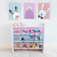 estantería para niños, estantería organizadora para juguetes con 9 cajas de almacenamiento, blanco/blanco - details 15