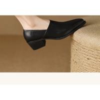 Zapatos de tacón alto para mujer, mocasines de punta redonda con cremallera, cómodos y minimalistas - details 7