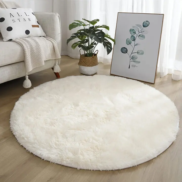 Alfombras de Salón redondas, Pelo Largo, Alfombra para Habitación, Dormitorio, Lavables, Antideslizante, Muy Suave - 1