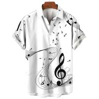 Moda Verano 2023 Camisa de Cuello Redondo con Estampado de Simbolo de Música - details 8