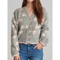 Novedad de moda, manga suelta, cuello en V, tejido con lazo - details 3