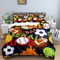 Juego de Cubierta de Edredón de Fútbol Tamaño King Simple en Negro y Blanco Cubierta de Cojín Deportiva 3D para Niños y Niñas Juego de Ropa de Cama de Poliéster - details 6