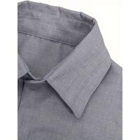 Camisa clásica de manga corta para hombre, camisa informal de Color sólido para vacaciones de verano - details 38