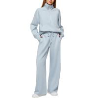 Conjuntos de dos piezas para mujer, tops y pantalones de cuello alto informales, trajes de moda para mujer, otoño - details 6