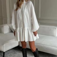 Elegante Vestido de Cintura Mini Blanco Mangas de Farol con Volantes Estilo Vintage 2025 - details 24