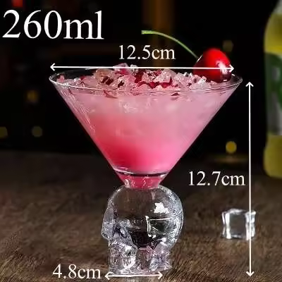 Copa de cristal triangular de 260ml, barra de cola de calavera, copa de martini de champán personalizada - 1